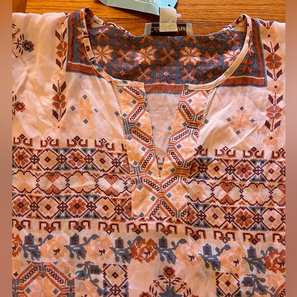 Coldwater Creek Blouse Women’s Size XS Pink Geometric Pattern Short Sleeve NWT - Picture 8 of 12